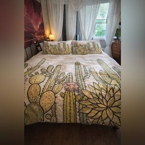 NWOT 3D Cactus 🌵 KING SIZE Print Duvet Cover & 2 Pillow Cases 3 piece set